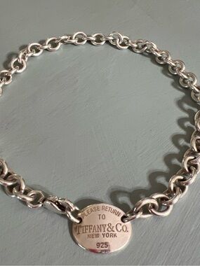 Tiffany & Co. Sterling Silver Round Tag Link Necklace